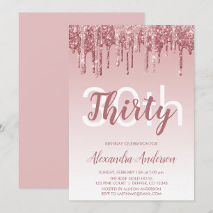 Convite Rosa Dourado Sparkle Glitter Party