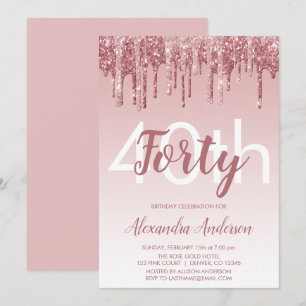 Convite Rosa Dourado Sparkle Glitter Party