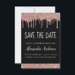 Convite Rosa Dourado Sparkle Glitter Sweet 16 Salve a data<br><div class="desc">Rosa Dourado - Blush Pink and Black Sparkle Dripando brilho Doce Dezesseis - Festa de aniversário de 16 Meninas Salve o Convite de Data. Este convite é perfeito para a Rosa Dourada Sparkle Glitter 16ª Festa de aniversário que procura celebrar na Rosa Rosa Rosa Rosa Rosa Dourada.</div>