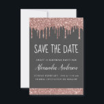 Convite Rosa Dourado Sparkle Glitter Sweet 16 Salve a data<br><div class="desc">Rosa Dourado - Rosa Esbranquiçado e Cinza Sparkle Derrubando brilhante Doce Dezesseis - Festa de aniversário de 16 Raparigas Salvem o Convite de Data. Este convite é perfeito para a Rosa Dourada Sparkle Glitter 16ª Festa de aniversário que procura celebrar na Rosa Rosa Rosa Rosa Rosa Dourada.</div>