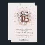 Convite Rosa Dourado Sweet 16 Pink Watercolor Balloons<br><div class="desc">Diga aos seus amigos que marquem seus calendários para o seu dia especial com estes belos e empoeirados convites do Sweet 16. Cada convite apresenta um design festivo com belos balões, perfeito para se preparar para um dia de diversão e celebração. Quer você pretenda hospedar uma grande festa ou uma...</div>