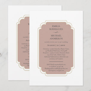 Convite Rosa Duplo Lado BILINGUAL De Casamento Dusty