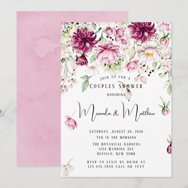 Convite Rosa Dusty e Casal de Pintar Rosa Pintado Pintado (Frente/Verso)