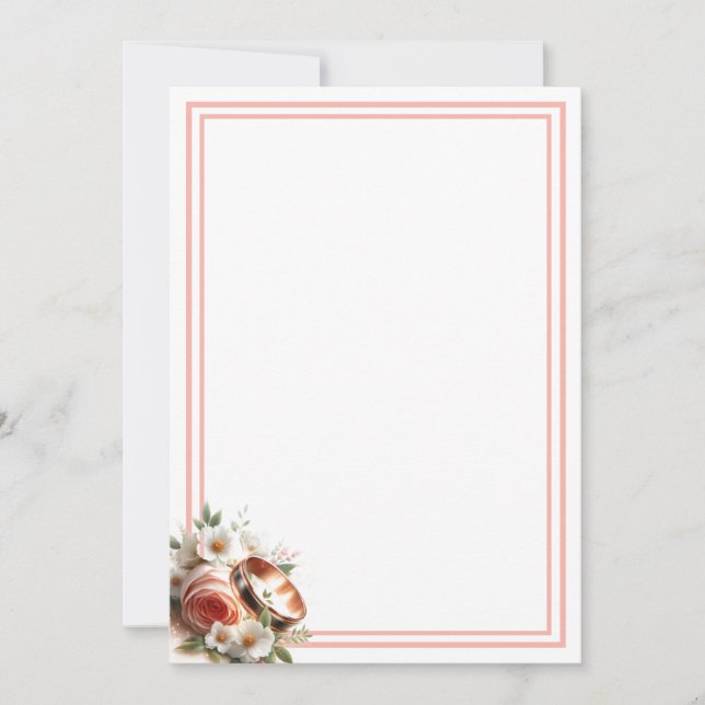 Convite Rosa e Aliança de Casamento (Frente)