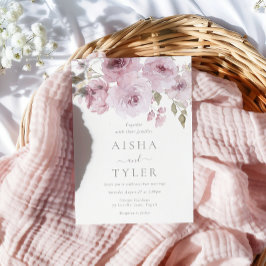 Convite Rosa e Casamento Floral Elegante Dusty