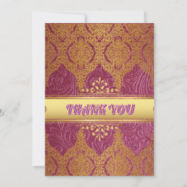 Convite Rosa e Dourado Obrigado Casamento