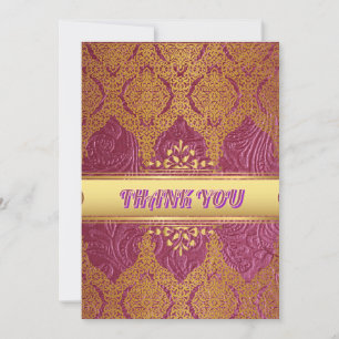 Convite Rosa e Dourado Obrigado Casamento