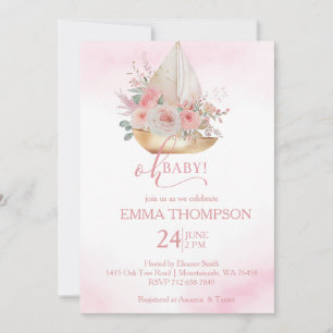 Convite Rosa e Dourado Oh bebê Náutico