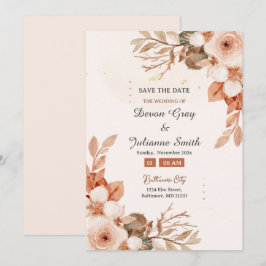 Convite Rosa e Terracotta: Uma Celebração do Casamento do