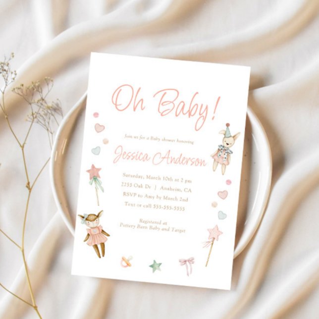 Convite Rosa É um Chá de fraldas Russo de Brinquedos Vinta (Criador carregado)