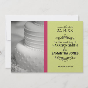 Convite Rosa e Verde limão Salve os Anúncios de Data