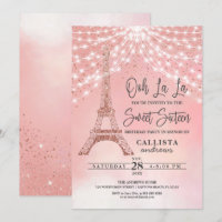 Rosa Eiffel Tower Glitter Sparkles Luzes Doce 16