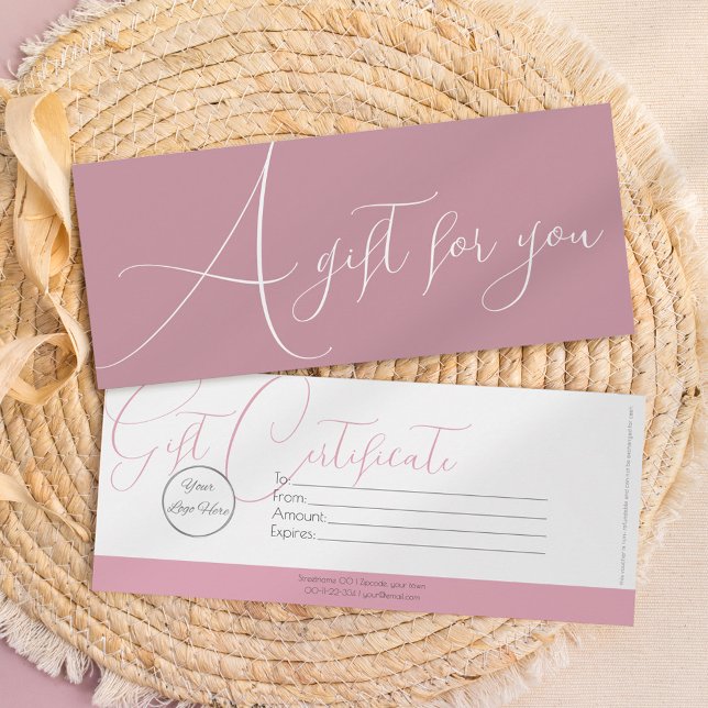 Convite Rosa elegante com certificado de presente feminina (Criador carregado)