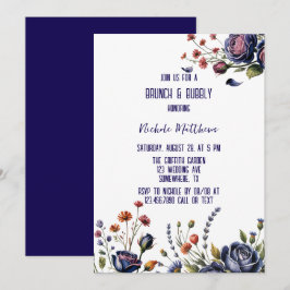 Convite Rosa Elegante e Brunch Coral e Bubble