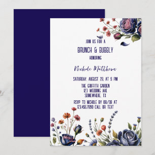 Convite Rosa Elegante e Brunch Coral e Bubble