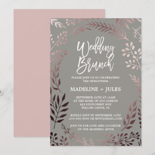Convite Rosa Elegante e Cinza Wedch Brunch