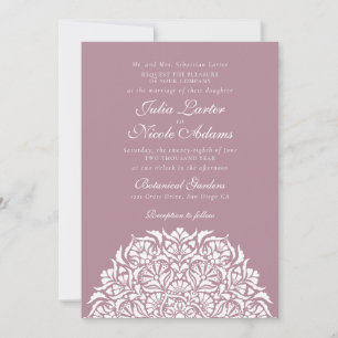 Convite Rosa Empoeirada Lilás Floral Caprichoso Mandala Ca
