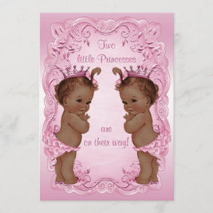 Convite Rosa étnico do chá de fraldas da princesa Gêmeo