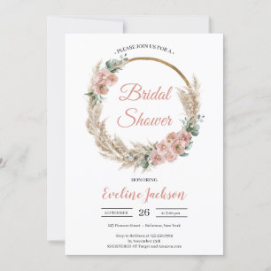 Convite Rosa Eucalyptus Bridal Pampas Secas