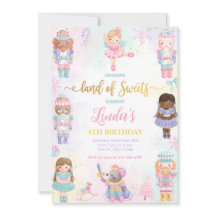 Convite Rosa Fada Terra do Doce do Quebra-Noz