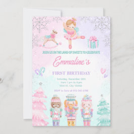 Convite Rosa Fada Terra dos Doces Quebra-Nozes
