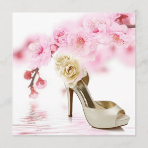 Convite rosa flor de cerejeira sakura chá de noiva