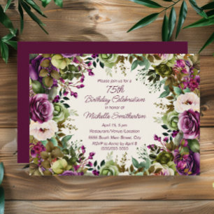 Convite Rosa Floral Botânico 75º Aniversário