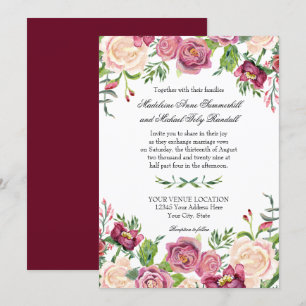 Convite Rosa Floral com Cor Aquática Queda Inverno