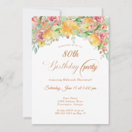 Convite Rosa Floral de 80 de Pêssego Doce