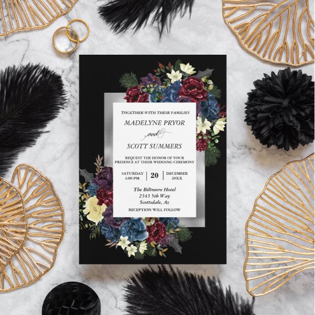 Convite Rosa Floral De Casamento Floral De Natal Em (Criador carregado)