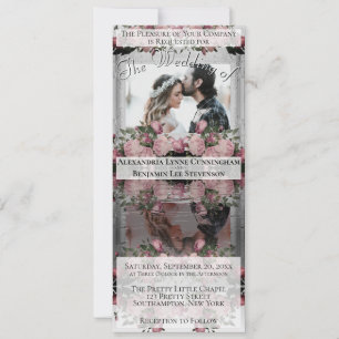 Convite Rosa Floral de Foto Boho Dusty