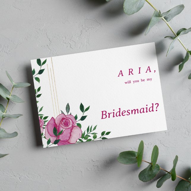 Convite Rosa floral de ouro lilás botânico (Botanic lilac green gold rose floral Bridesmaid )