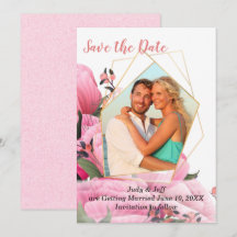 Rosa Floral de Primavera Casamento Save the Date