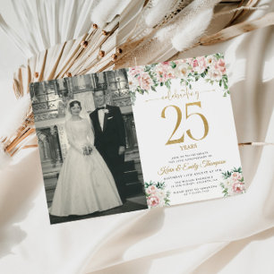 Convite Rosa Floral de Rubor 25º Aniversário