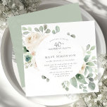 Convite Rosa Floral Eucalyptus, Branca do Partido aniversá<br><div class="desc">Honre uma mulher especial com este convite de festas elegante. As rosas brancas aninhadas em folhas de eucalipto verdes,  de sábio mole formam uma estrutura botânica moderna. Todo o texto pode ser editado,  para que você possa descrever perfeitamente sua celebração especial.</div>