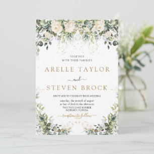 Convite Rosa Floral Ivory Greenery Casamento