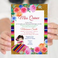 Convite Rosa Floral Mexicana para Festa de Quince 