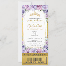 Convite Rosa Floral Roxo Quinceañera Docinho 16 VIP
