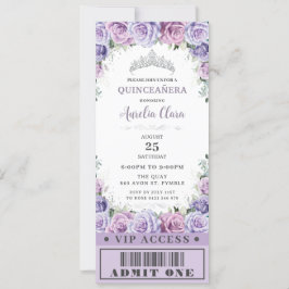 Convite Rosa Floral Roxo Quinceañera Docinho 16 VIP