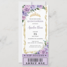 Convite Rosa Floral Roxo Quinceañera Docinho 16 VIP