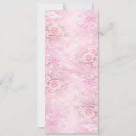 Convite Rosa Floral Sonhador Pérolas Laços Brilho Pastel