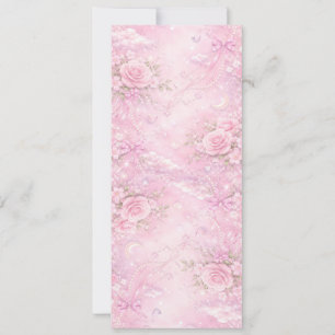 Convite Rosa Floral Sonhador Pérolas Laços Brilho Pastel