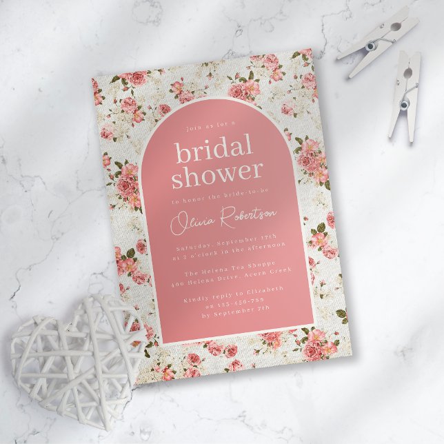 Convite Rosa Floral Vintage (Criador carregado)