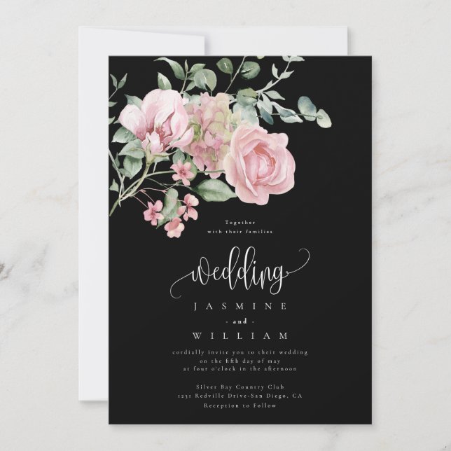 Convite Rosa Floral Wedding (Frente)