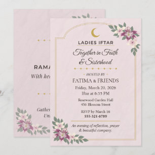 Convite Rosa Florescimento Feminino Iftar Irmandade Ramada