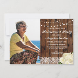 Convite Rosa Foto do Partido da Baixa Rústica em Wood Lace