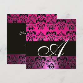CONVITE ROSA, FUCHSIA PRETO, DAMASCO ROXO BRANCO MONOGRAMA