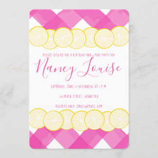 Convite Rosa Gingham & Lemon