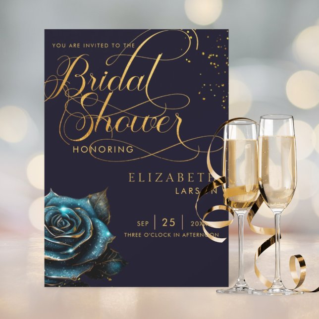 Convite Rosa Glitter Chá de panela Gótico escuro (Criador carregado)