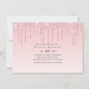 Convite Rosa Glitter de Casamento Menino Bonito de